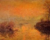 克劳德莫奈 - Sunset on the Seine at Lavacourt, Winter Effect